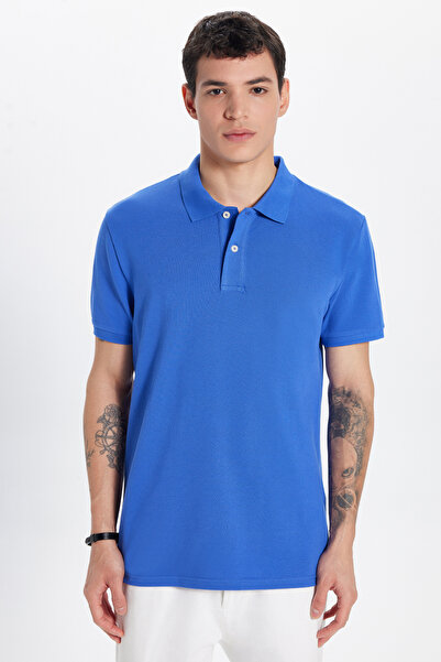 Tudors Ανδρικό T-shirt Slim Fit Slim Fit 100% βαμβακερό σκούρο μπλε γιακά πόλο