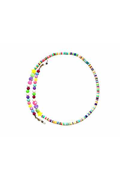 JULIANO سلسلة نظارة فيمو على شكل قلب ملون - قلادة - سوار