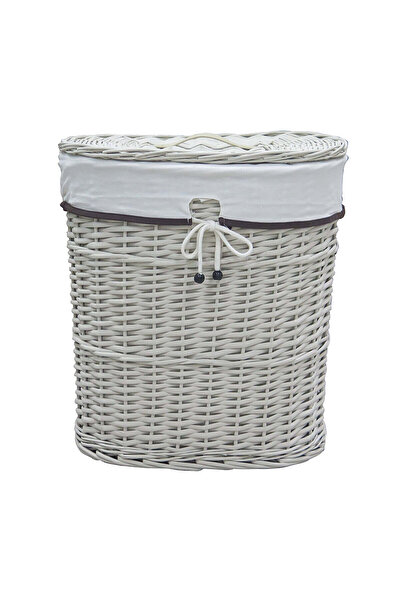 Koçtaş Plus Bağcıklı Ekru Oval Çamaşır Sepeti Medium 44x3