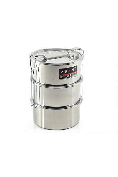 Abant Çelik 3'lü Sefertası Yemek Taşıma Kabı - 14 X 7 Cm