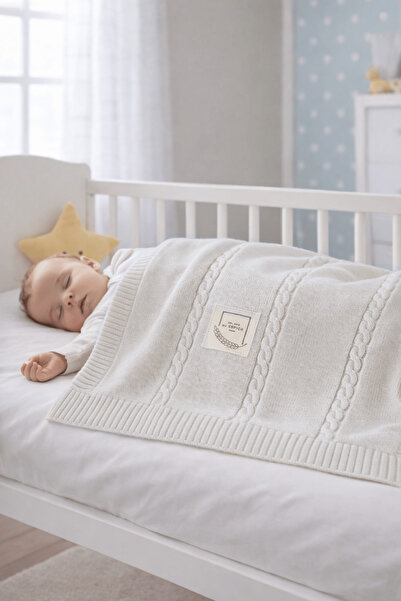 Miespiga Pamuklu Triko Örgü Bebek Battaniyesi Me Classic