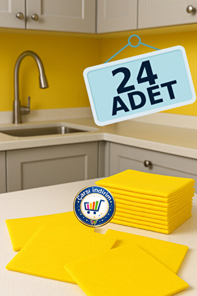 nistabolje 24 Adet Mutfak Bezi Sarı Bez 30 X 35 Cm Genel Temizlik Bezi