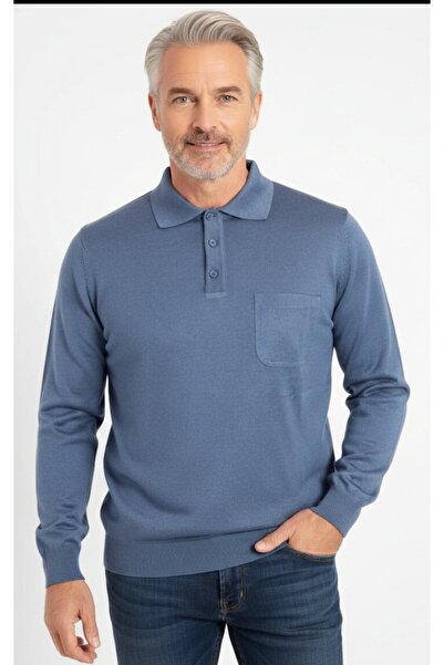 güncüoğlu Polo Collar Pocketed Thin Wool Men's Sweater
