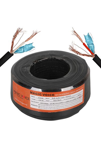 MagicVoice كابل صوت احترافي AV808 مزدوج النواة مغلف للميكروفون، ستيريو بطول 1...