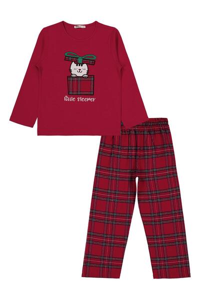 Civil Girls Little Sleeper Nakışlı 10-13 Yaş Pijama Takımı - Bordo 10-11 Yaş