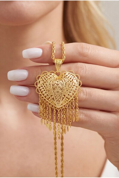 FerizZ Altın Kaplama Işlemeli Hint Işi Imitasyon Kolye Ucu Tgr-590