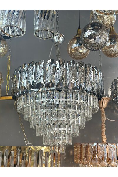 Kristal YENİ 60 CM AĞAÇ LÜX SALON AVİZE KROM