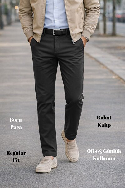 CEDY DENIM Men's Chino Trousers Seasonal Gabardine C321-Anthracite