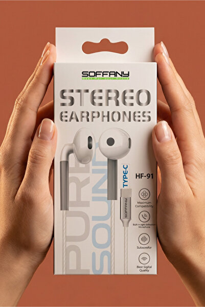 Soffany HF91-001 Type-C Girişli Kablolu Kulaklık Beyaz