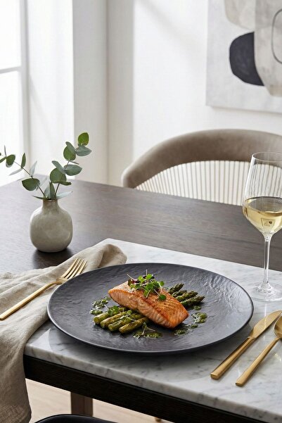 Külsan M11923.G - Tilda Mat 6'lı Gri Yuvarlak Servis Tabak Seti 23 cm, Thermo...