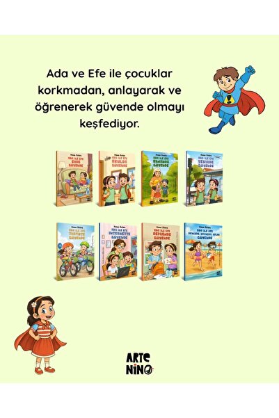 Artenino ADA İLE EFE GÜVENDE SERİSİ 8 KİTAP SETİ