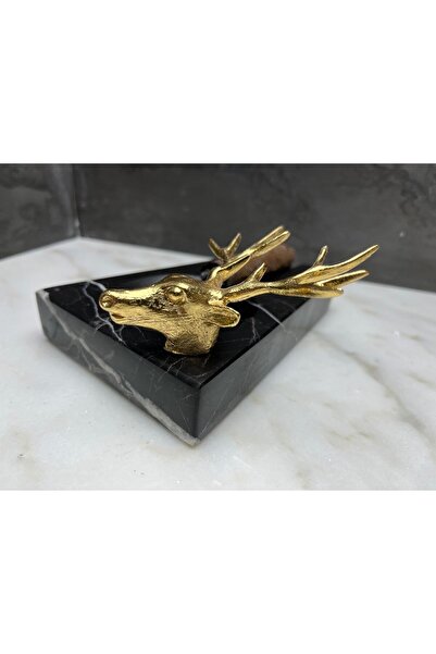 Modestmar Doğal Mermer Puro Küllüğü Pirinç Geyik Başlı Objeli