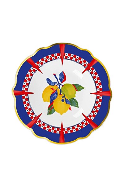 Baci Milano Dolce Vita Lemon Patterned Deep Plate 23 cm