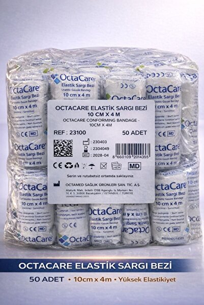 Octacare Elastik Sargı Bezi 10 Cm X 4 M 50 Adet.