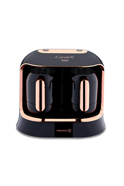 KORKMAZ Kahvekolik Deluxe Twin SiyahRosagold Kahve Makinesi A861-04