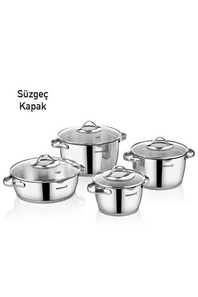 KORKMAZ طقم أواني طهي ستارا 8 قطع A1969