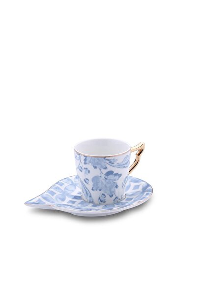 KORKMAZ Angela 4 Parça Yaprak Desen Kahve Fincan Takımı A8779-2