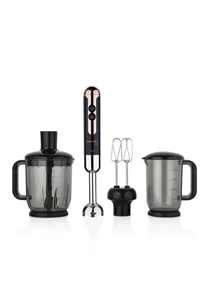 KORKMAZ A447-15 Mia Mega Deluxe Black Rosagold Blender Set