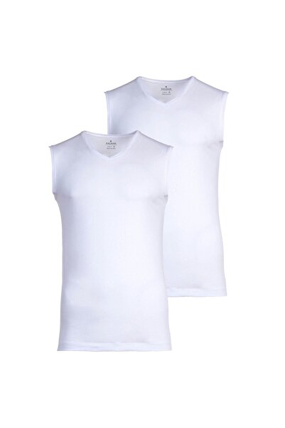 Ragman Herren Unterhemden, 2er Pack - Shirt, Baumwolle, V-Ausschnitt, einfarbig