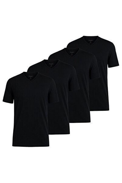OLYMP Herren T-Shirts, V-Neck, 4er Pack - Bodywear, Modern Fit, Baumwolle