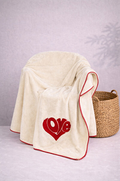 Ellia Soft Κουβέρτα τηλεόρασης Wellsoft Μονόκλινο Κρέμα Κεντημένο με Αγάπη 12...