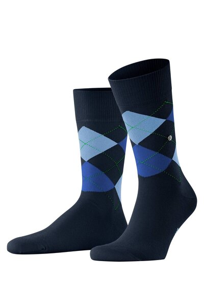 Burlington Herren Socken - King, Baumwolle, Rautenmuster, Logoemblem