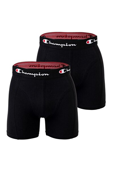 Champion Herren Boxershorts, 2er Pack - Baumwolle, Logobund, einfarbig