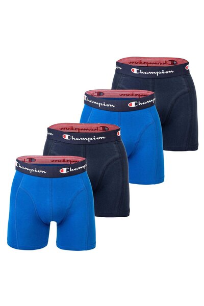 Champion Herren Boxershorts, 4er Pack - Baumwolle, Logobund, einfarbig
