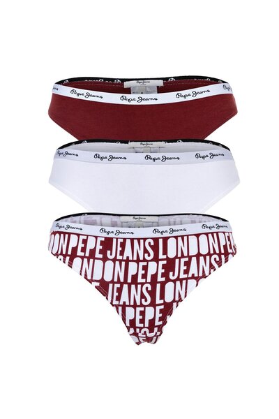 Pepe Jeans Damen Strings, 3er Pack- CLASSIC THONG AO, Allover-Logo, Unterwäsc...