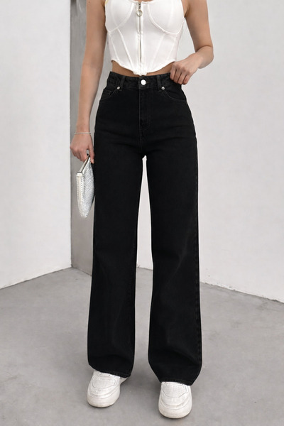 BM BALANCEMODA Women's Black High Waist Palazzo Jean