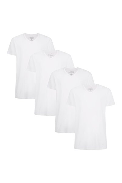 Bamboo Basics Herren T-Shirt VELO, 4er Pack - Unterhemd, V-Neck, Single Jersey