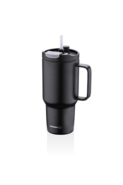 KORKMAZ Freedom 1 Litre Siyah Pipetli Bardak Termos A5577
