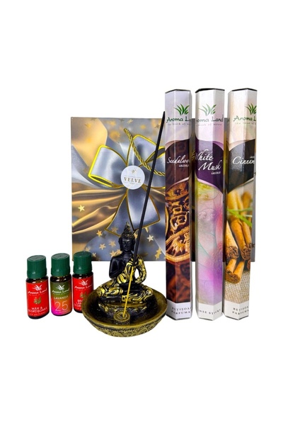velve Set Relax Time, cu betisoare parfumate, uleiuri esentiale si suport Buddha