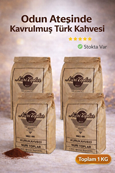 Nuri Toplar Kuru Kahveci Türk Kahvesi 250 Gr'lık 4 Paket (günlük Çekilmiş)