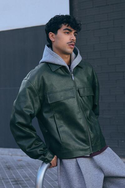 Bershka Boxy fit suni deri ceket