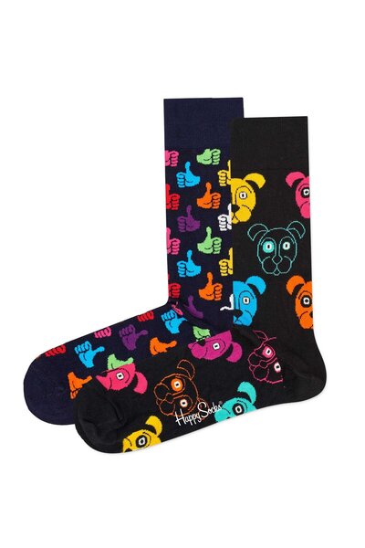 Happy Socks 2er-Pack Unisex-Socken – Classic Crew, Bio-Baumwolle, Farbmix
