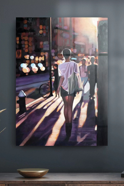 Decovetro Stakleni sto, uljana slika, ulična devojka