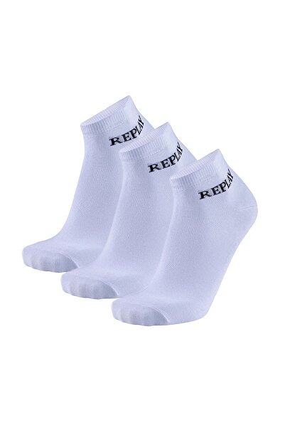Replay Unisex-Viertelstrümpfe, 3er-Pack – Kurzsocken, Baumwolle, Logo, einfarbig