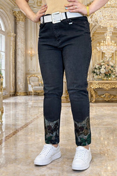 Yeşilmoda Evening Dress Jeans,Straight,Stretchy, Stone Embroidered,High Waist...