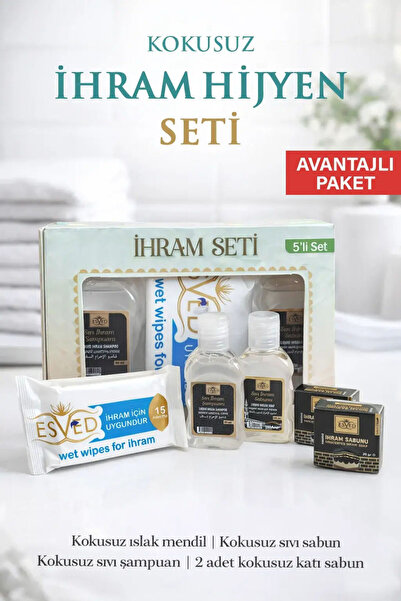 ihvan online İhrama Uygun Kokusuz 5'li Hijyen Seti - Şampuan, Sabun, Islak Me...