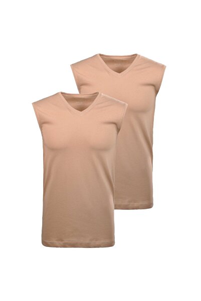 Ragman Herren Unterhemden, 2er Pack - Shirt, Baumwolle, V-Ausschnitt, einfarbig