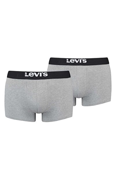 Levi's Herren Boxershorts, 2er Pack - Solid Basic Trunk Organic, Logobund