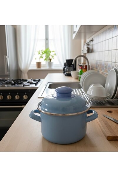 EmayeBurada Enamel Mini Pot Egg Cooking Food and Sauce Pot 12cm 900ml