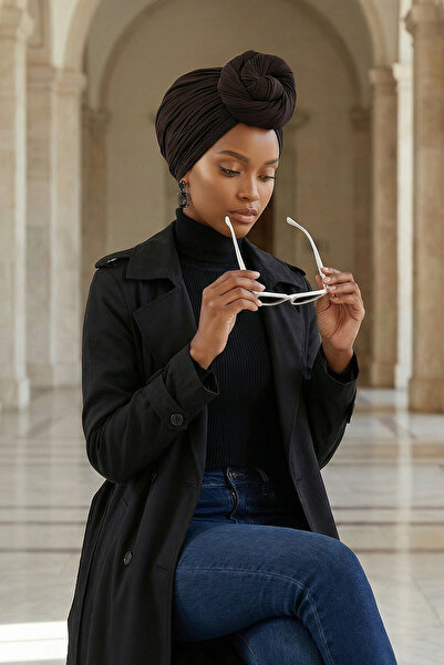 Aisha's Design Bonetă din bumbac pieptănat cu șnur, B-1, negru