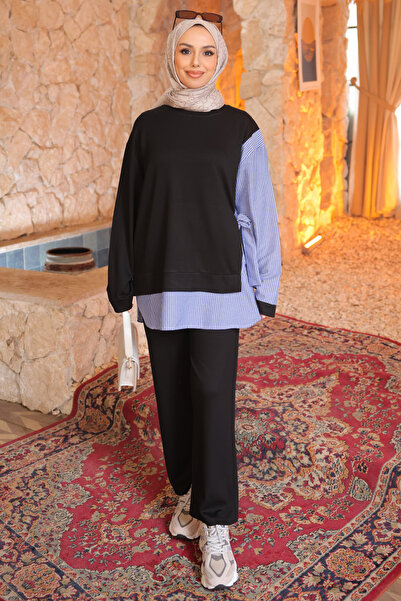 İmajButik Комплект от туника с черна връзка от модал