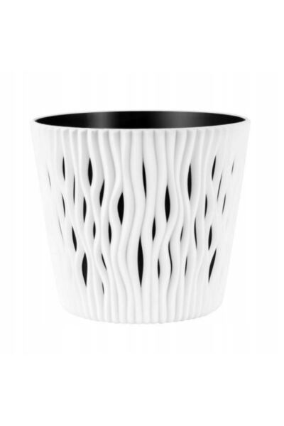 Prosperplast Ghiveci decorativ rotund pentru flori, alb, 7,9 l, 26,2-2,2 cm, ...