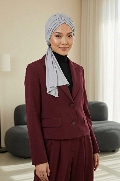 Aisha's Design Еластична плетена шапка, B-1, сива 2