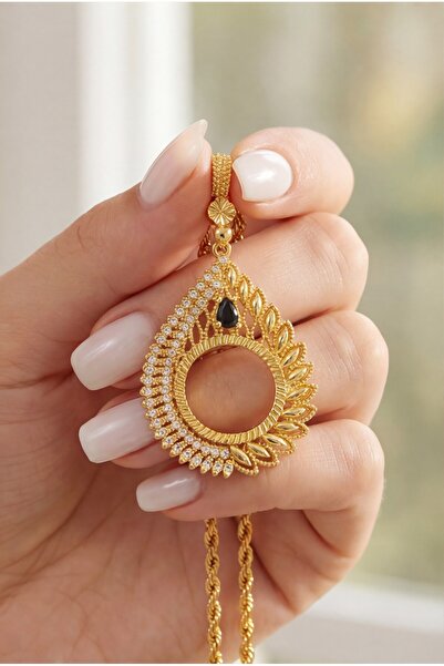 FerizZ Çeyrek Çerçeveli Kolye Ucu Altın Kaplama TGR-701