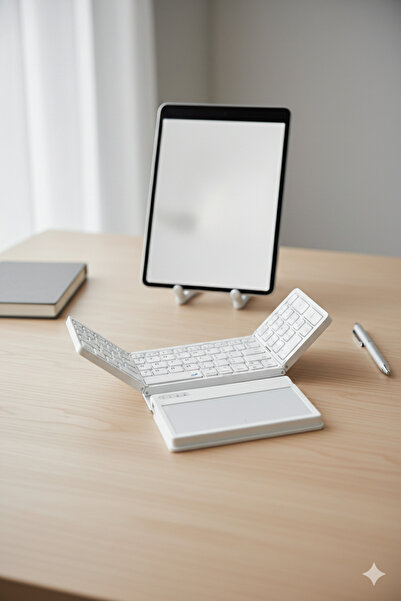 Zilvana Katlanabilir Beyaz Bluetooth Klavye + Touchpad Ultra Taşınabilir Type...