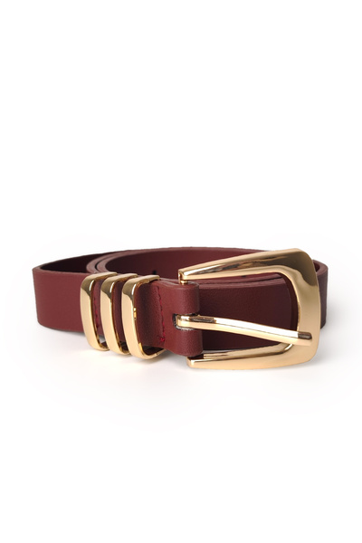 Ecrou Square Buckle Belt Burgundy